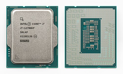Intel Core i7-12700KF processor, heat spreader and contact pads